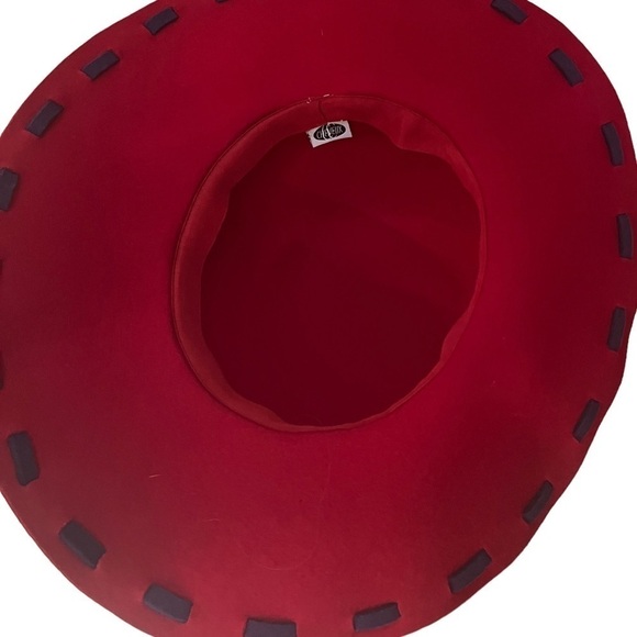 Cheveux Red & Purple 100% Wool Wide Brim Floppy Hat 15” - Picture 5 of 9